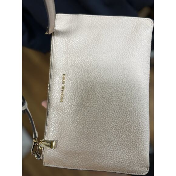 Michael Kors Adele Leather Crossbody Bag Pink Pebbled Gold Hardware Double Zip - Picture 11 of 12